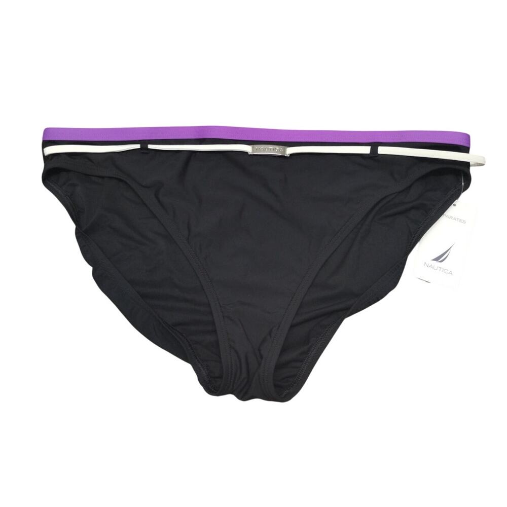 Nautica NWT Women's Size 16 Black Purple Swim Separates Belted Bikini Bottom